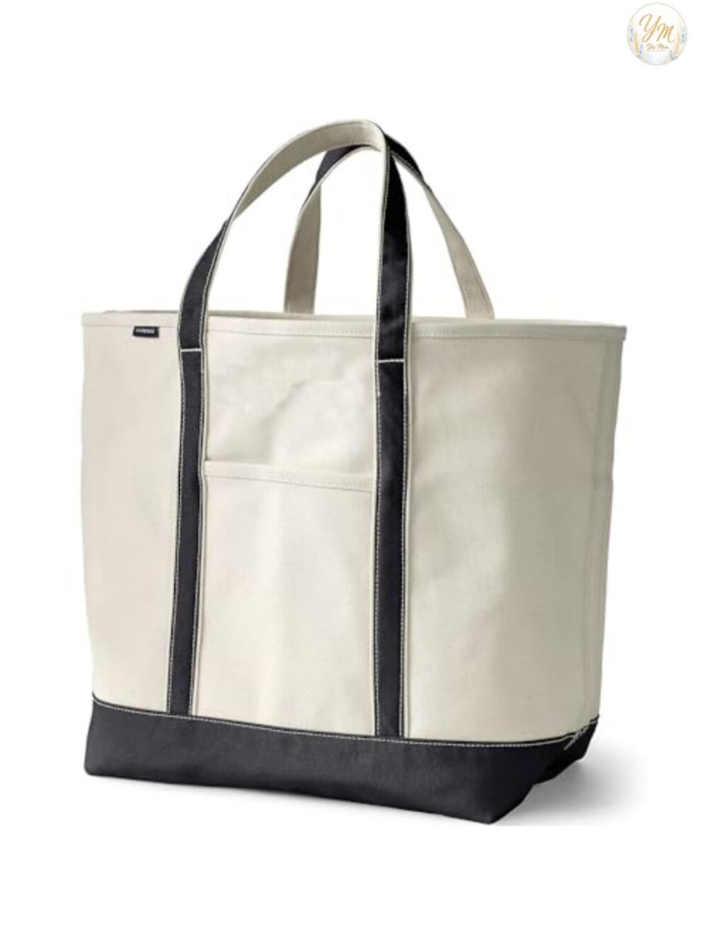 Lands End Cotton Canvas Tote XL Structured Base 5 Pockets